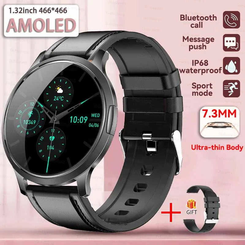 2025 New 1.32inch AMOLED Smart Watch Women GPS Trajectory Heart Rate Bluetooth Call Always Display Lady Smartwatches Men For IOS