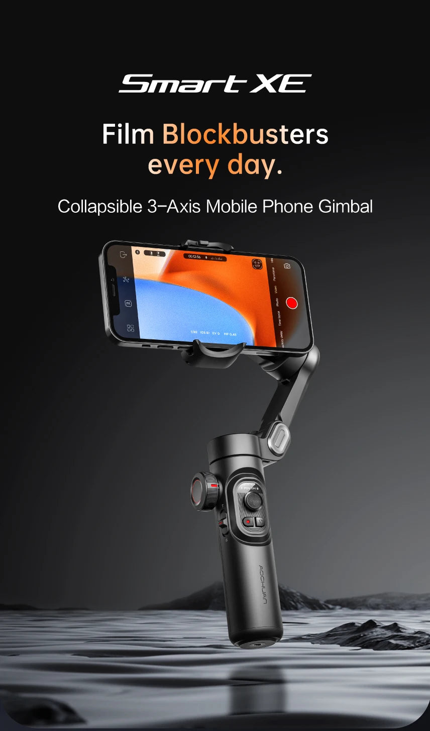 AOCHUAN 3-Axis Handheld Gimbal Stabilizer SmartXE for iPhone Android AI Face Tracking TikTok Vlog Smartphone Camera Stabilizer