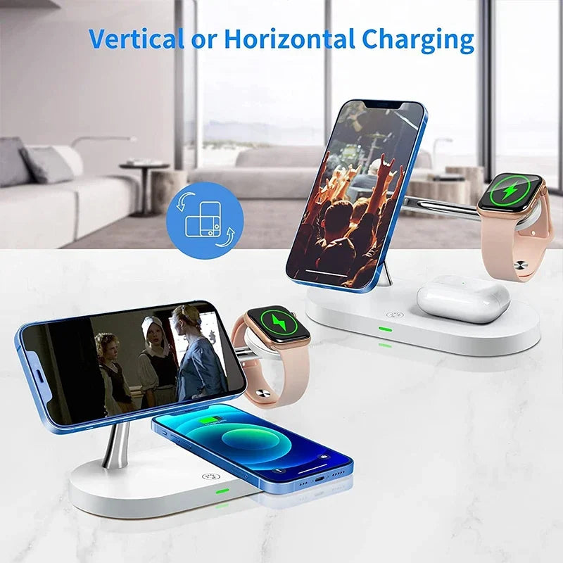 3-in-1 Wireless Charging Stand – Fast Charger for iPhone 17/16/15/14/13/12, Apple Watch & AirPods, Magnetic Charging Station Dock.