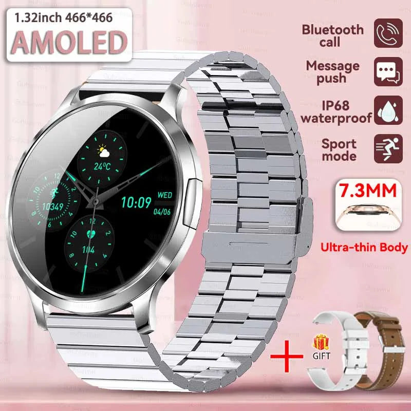 2025 New 1.32inch AMOLED Smart Watch Women GPS Trajectory Heart Rate Bluetooth Call Always Display Lady Smartwatches Men For IOS