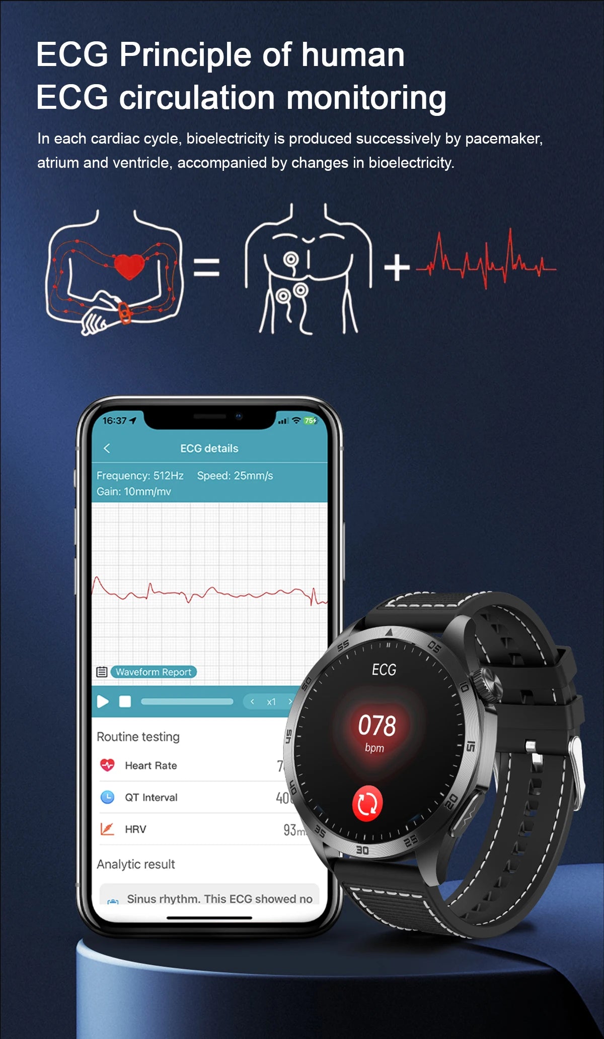 2025New Micro Physical Examination Blood Lipids Uric Acid Blood Pressure Smart Watch ECG+PPG Clock Bluetooth Call Smartwatch Men