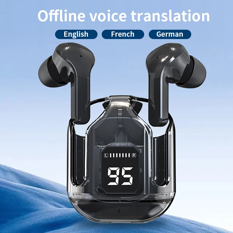GREATWALL AI Translator Earbuds – Wireless Bluetooth 5.3 Earphones with Noise Reduction, HD Sound & Real-Time Translation for Travel & Fitness