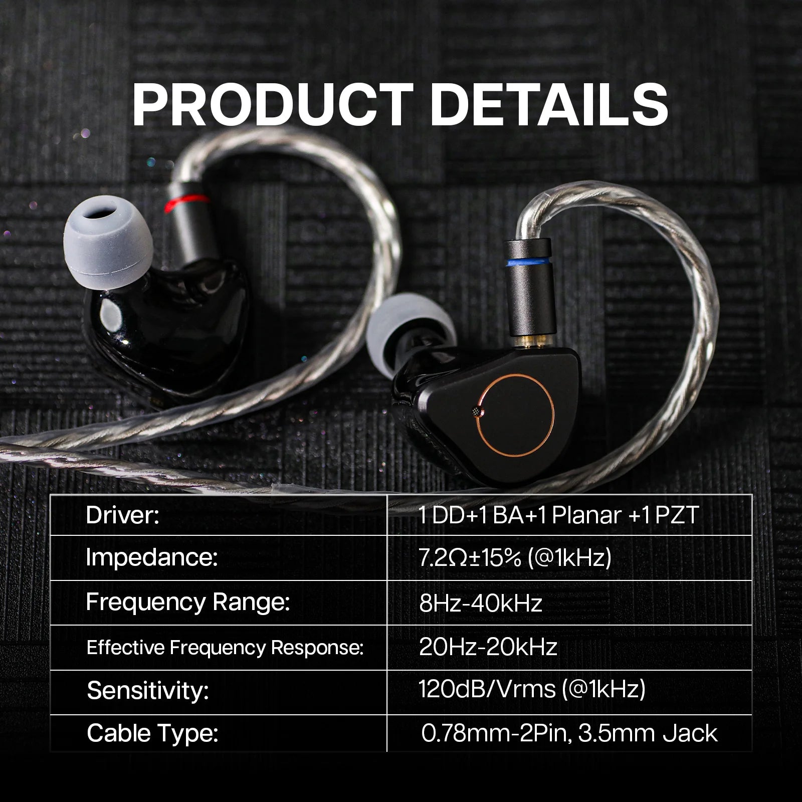 SIMGOT SuperMix 4 1DD+1BA+1Planar +1PZT Hybrid Drivers HiFi Earphone Wired with Oxygen-Free Copper Silver-Plated Cable