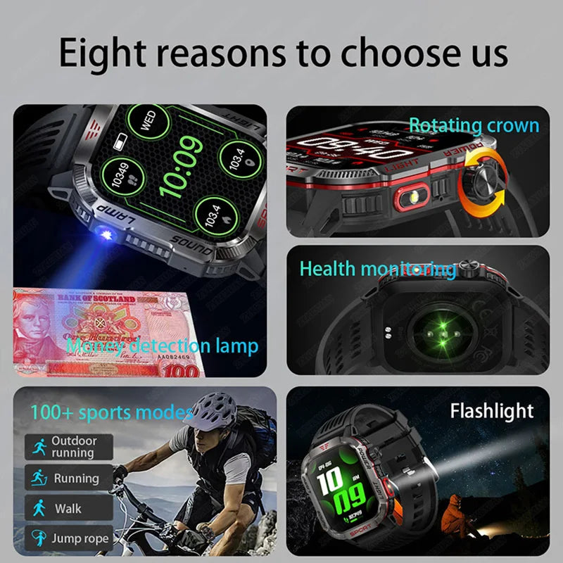 2026 Military Smart Watch with GPS Compass Waterproof Bluetooth Call Functionality And GPS Sport Tracker for Outdoor Activities