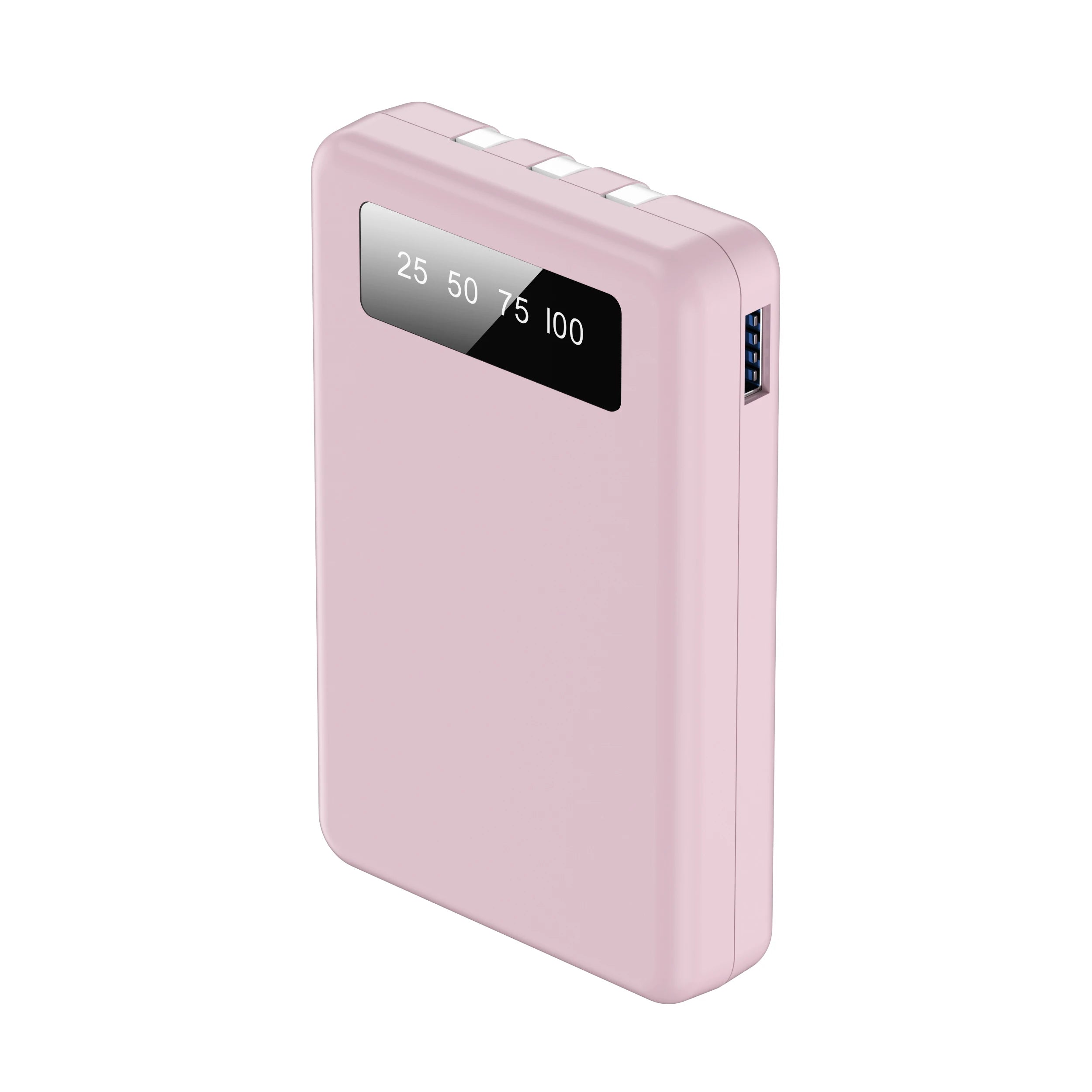 10000Mah Mini Compact Portable Mobile Phone Charger, 4-Usb Output, Built-In Type-C, Micro, for iPhone Cable Charging, Slim and Lightweight Usb-A Battery Pack External Mobile Phone Charger