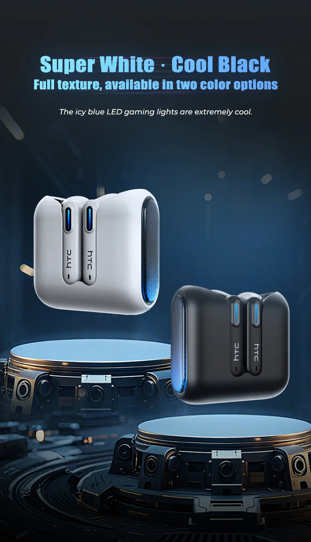 HTC NE49 TWS Wireless Earbuds Bluetooth AI Translator ENC Noise Cancelling 40H Battery Touch Control Stereo Sports Headphones