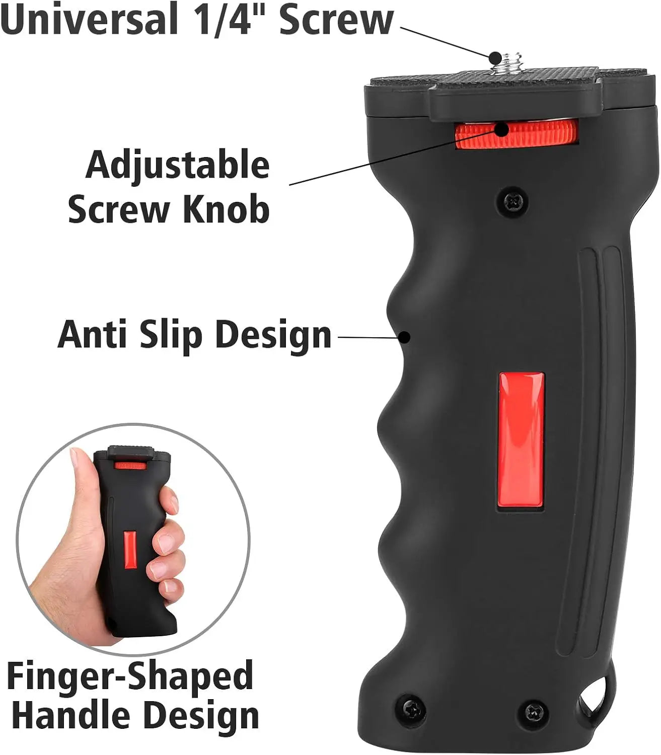 Ergonomic Vlogging Phone Holder with Cold Shoe Mount Handheld Stabilizer Grip Wrist Strap for Mic Light - Wireless Charging Compatible