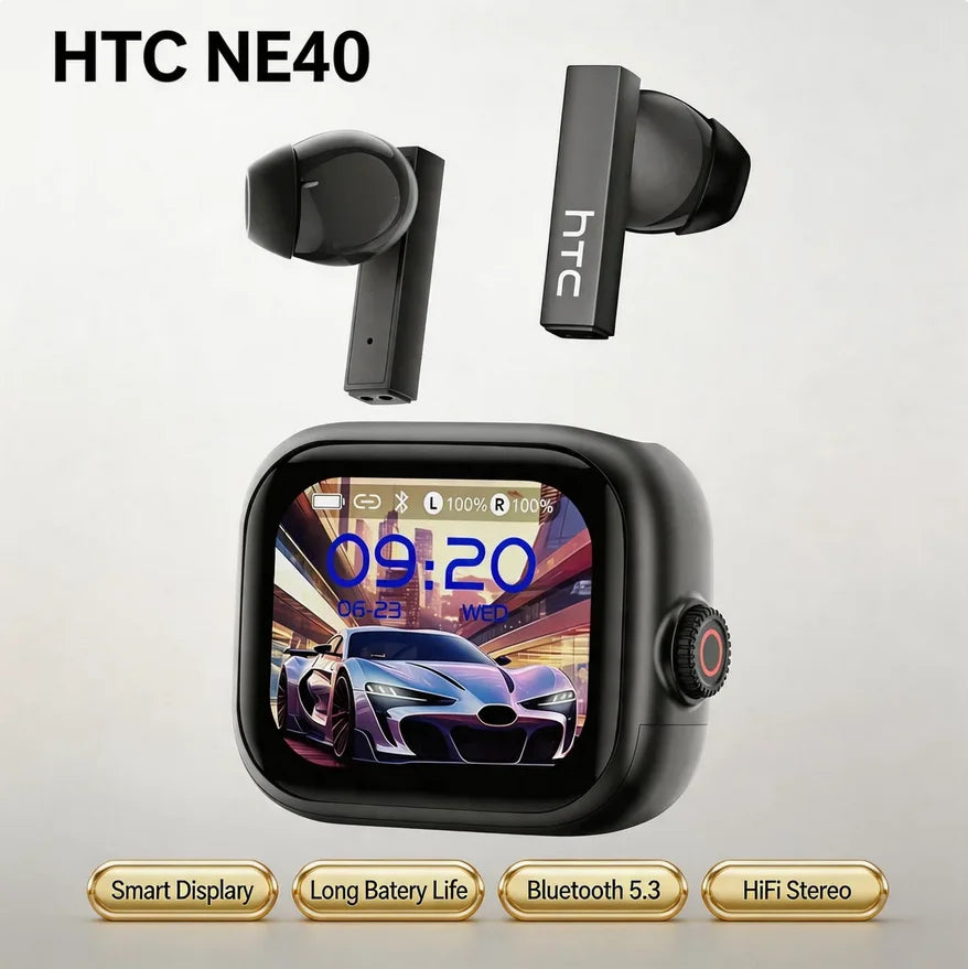 HTC NE40 TWS Wireless Earphones Bluetooth 6.0 ENC Noise Reduction Touch Control Earphones Touch Control Sports Headphones