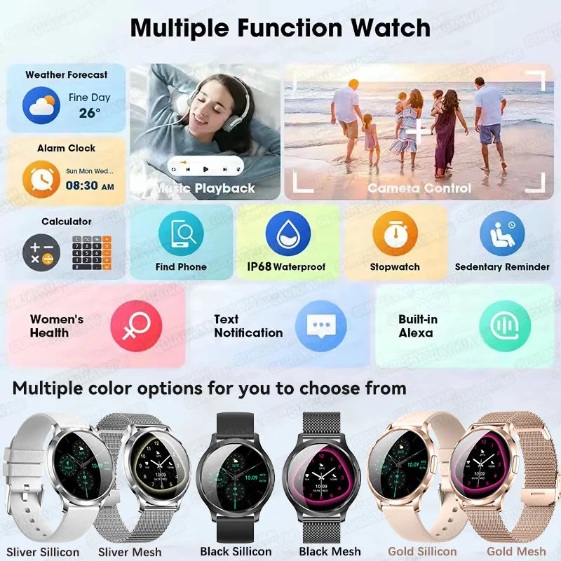 2025 New 1.32inch AMOLED Smart Watch Women GPS Trajectory Heart Rate Bluetooth Call Always Display Lady Smartwatches Men For IOS