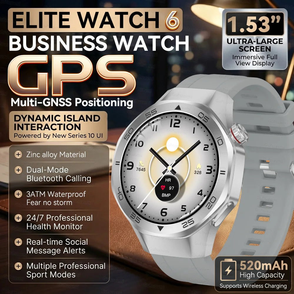 2026 New Luxury GPS Smart Watch Men Compass Altimeter 3ATM Waterproof Health Monitor Bluetooth Call Business Sports Smartwatch