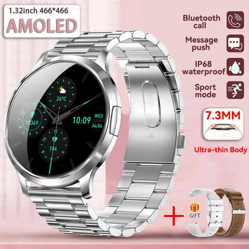 2025 New 1.32inch AMOLED Smart Watch Women GPS Trajectory Heart Rate Bluetooth Call Always Display Lady Smartwatches Men For IOS