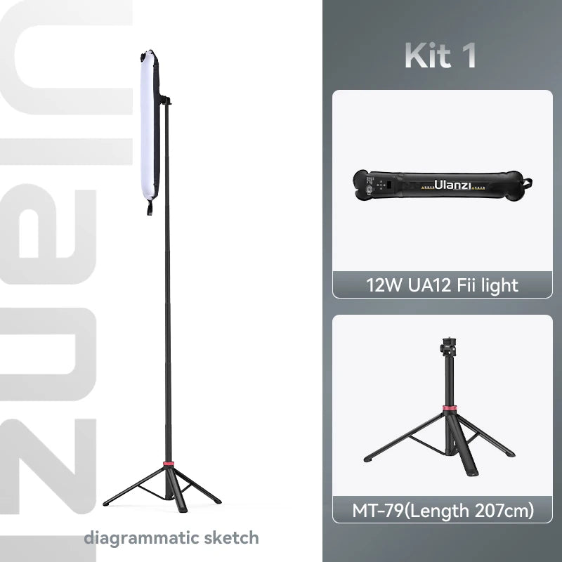 Ulanzi UA12 12W Bi-Color Magnetic Portable Air Tube Light 2700K-6500K Waterproof Foldable 18WH Lamp for Live Photography Shooting
