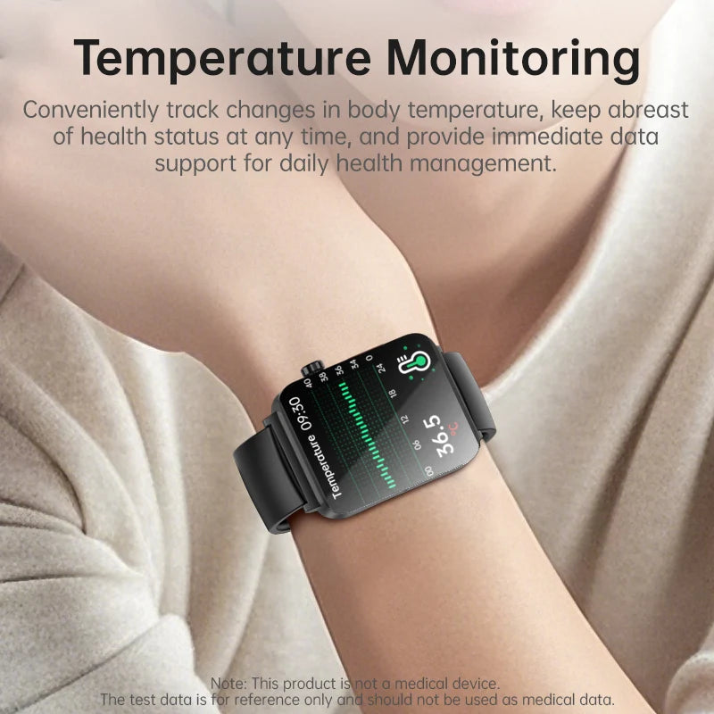 KS03 PRO Health Smart Watch For Men Women Bluetooth Calling Fitness Tracker Smartwatch E/C/G Test Outdoor 1.96" Large Screen SOS