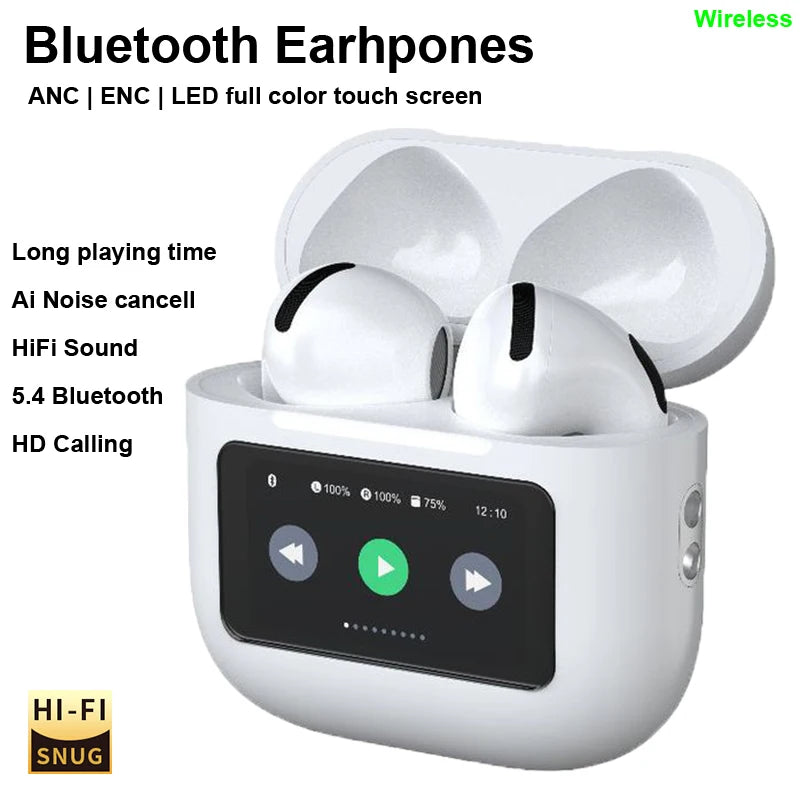 Newest ANC Bluetooth Earphones Wireless Headphones App Noise-canceling Call Headphones Waterproof Gaming Touch Screen Headset
