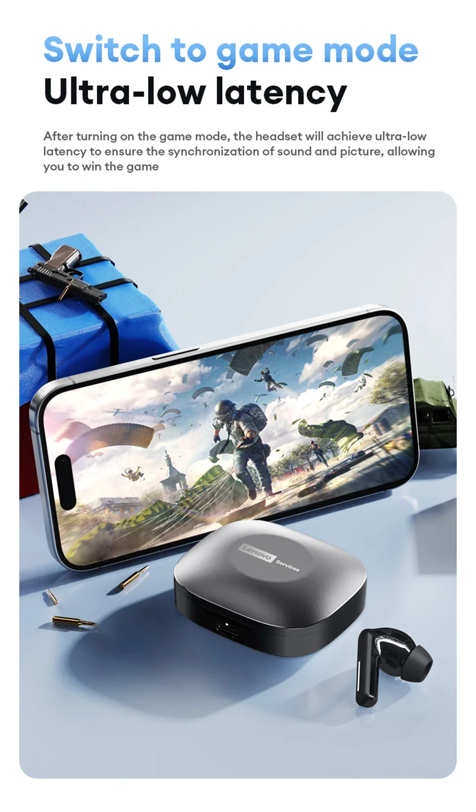 New Lenovo LE209 Wireless Bluetooth Earphone ANC Noise Reduction HiFi Music Bluetooth Headphone 30H Battery Life Gaming Headset