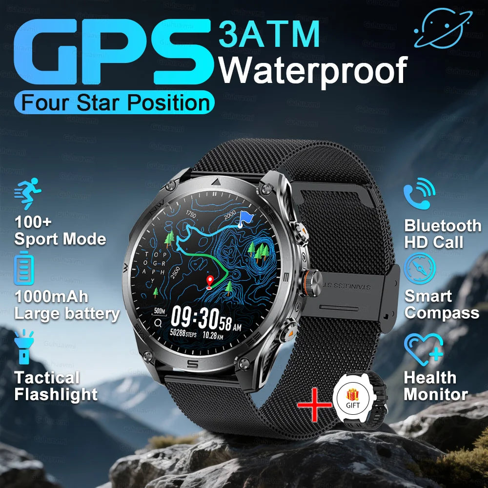 2026 Ultra New Built in GPS Compass Smart Watch 1000mAh Battery 10ATM Waterproof Sports tracker Outdoors Military Smartwatches