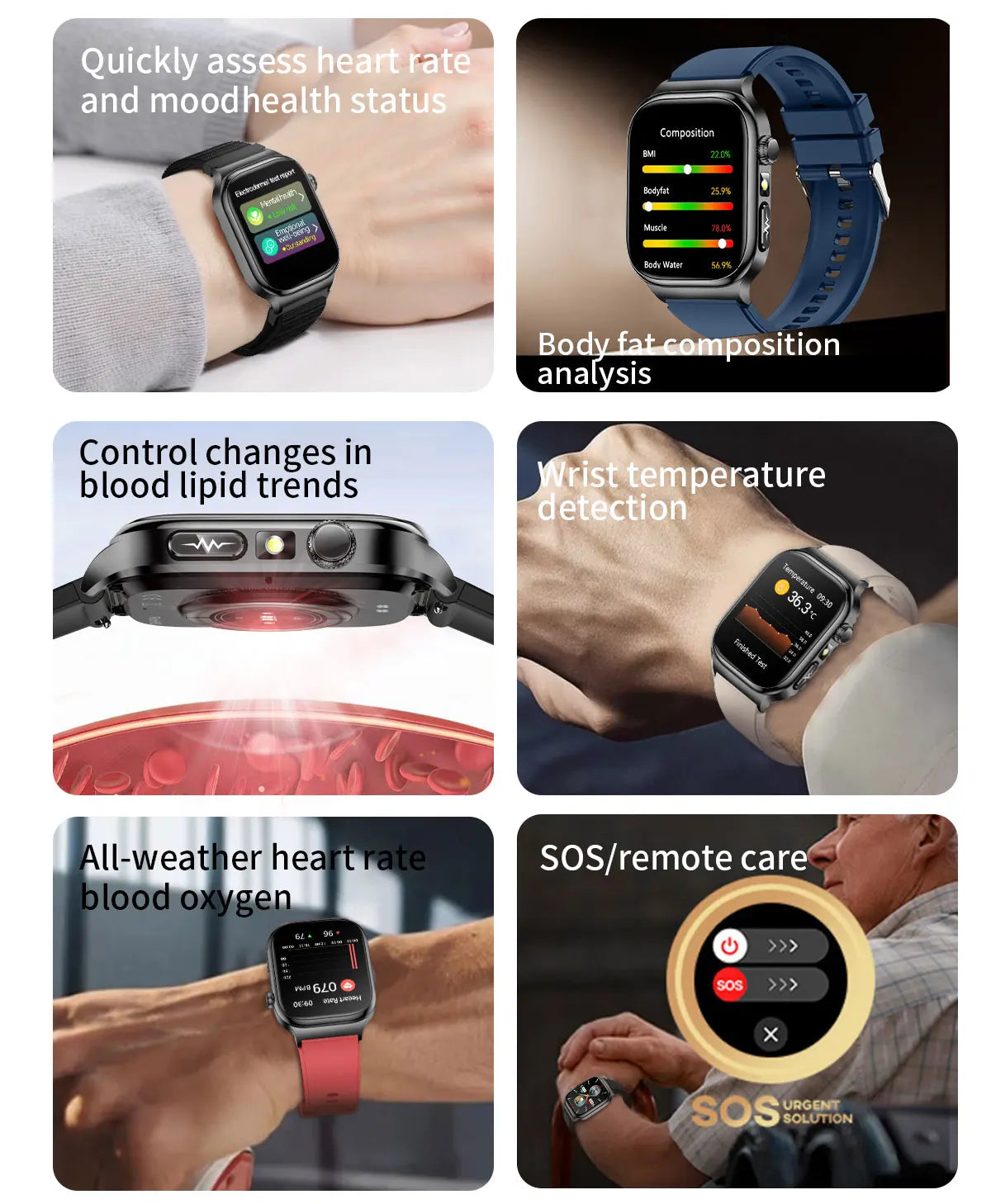 2026New Smart Watch Men Women AI Human Health diagnosis ECG+HRV Blood Pressure Uric acid Blood lipid Bluetooth Call Smartwatch