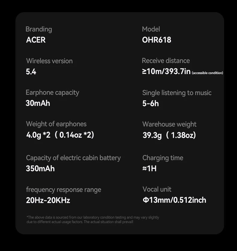 Acer In-Ear Wireless Bluetooth Headphones with Anc Active Noise Reduction, Hd Calls, Dolby Surround Sound, Large Battery, Long Battery Life, No Delay for Music and Games, Suitable for Sports, Running, and Fitness Use