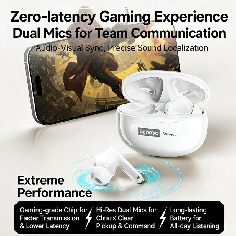 Choice Lenovo Wireless Earphones Bluetooth 6.0 Low Latency Gaming Headset Sport Earbuds XT88Plus Business Headphone 300mAh LE202
