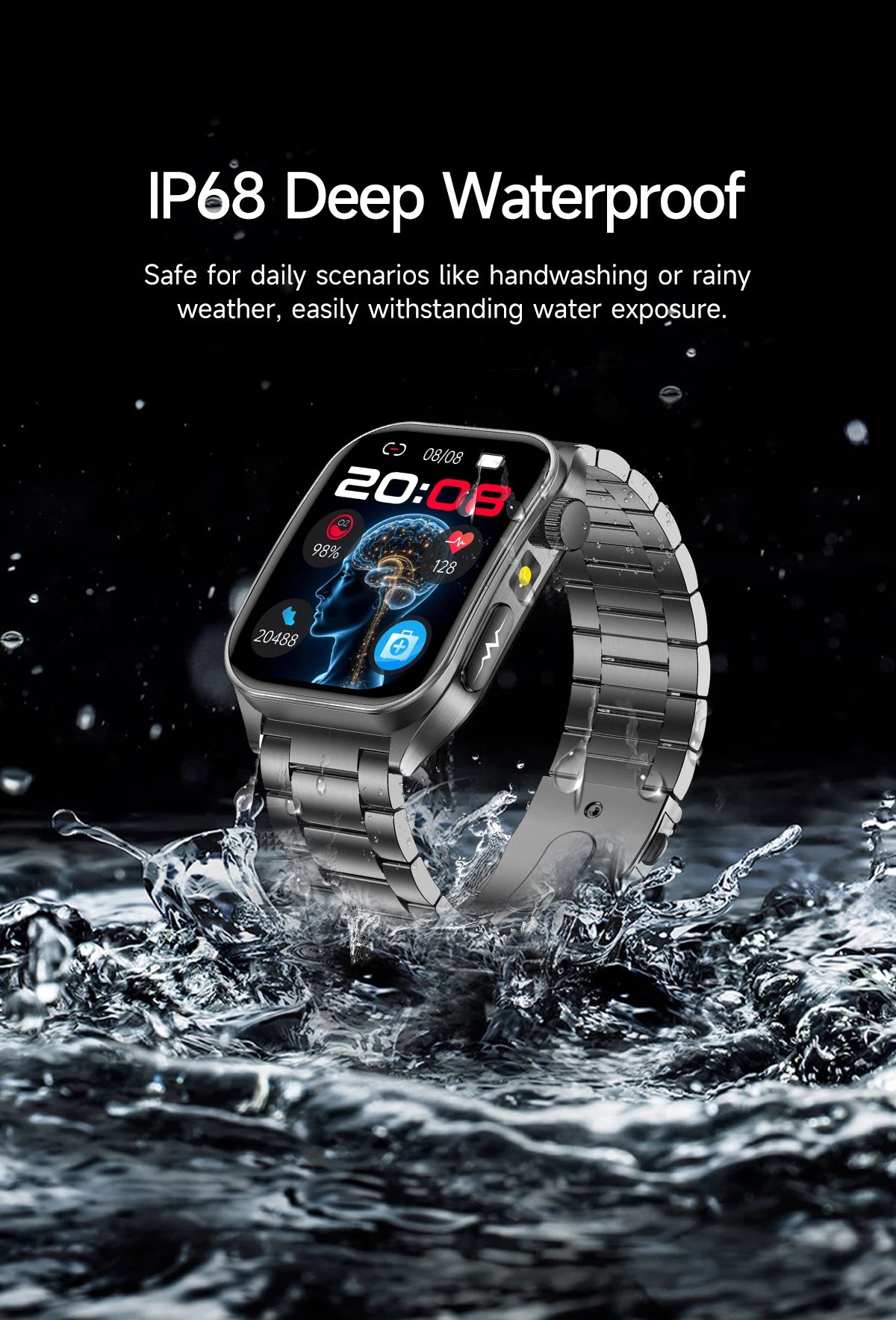 New Laser Treatment Three High Smart Watch Men ECG Heart Rate Uric Acid Health Tracker 1.95 inches Sapphire Glass SmartBracelet
