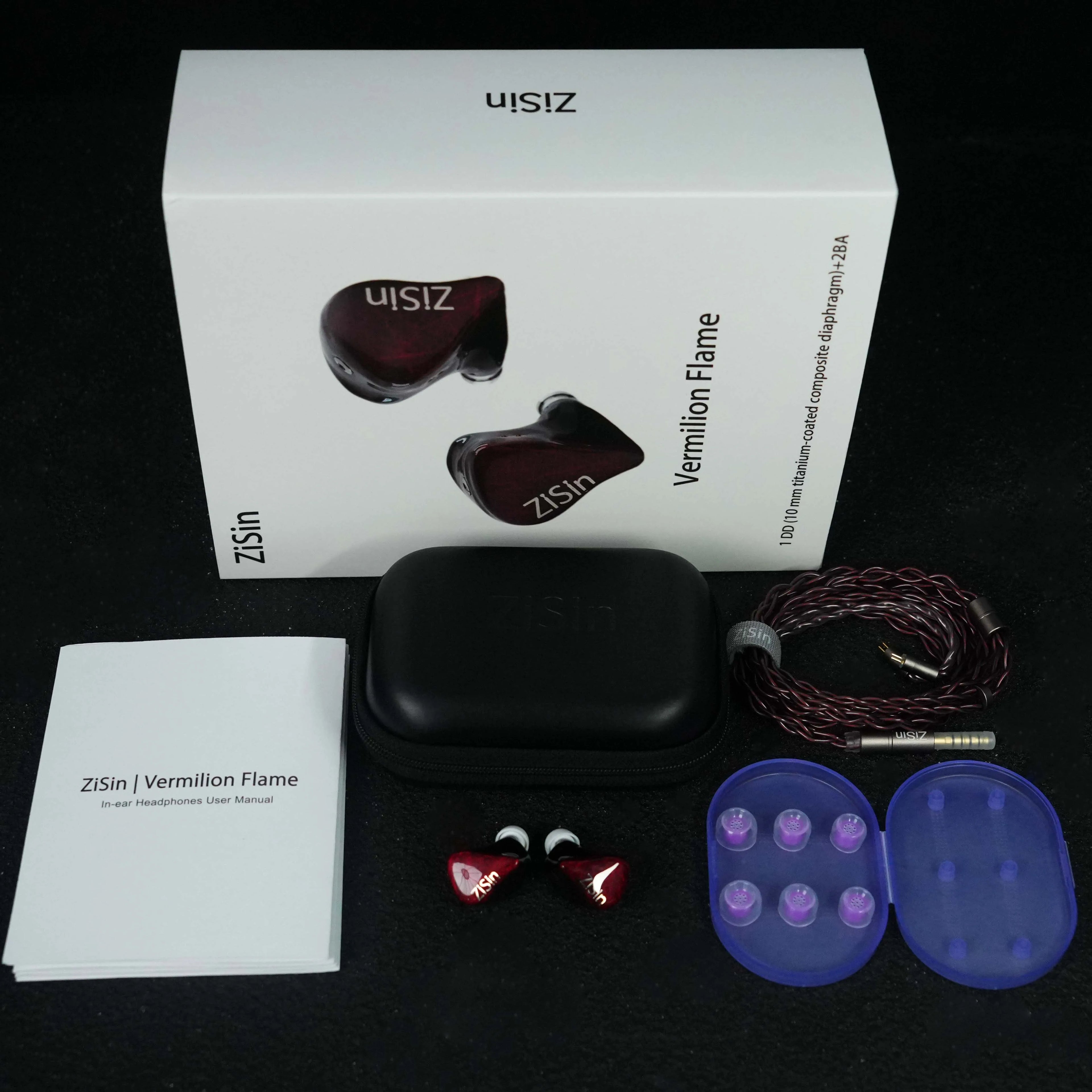 ZiSin Vermilion Flame In Ear Earphones 1DD+2BA Hybrid Drive Noise Reduction IEM 0.78mm/2PIN 4.4mm Monitoring Wired Earphones