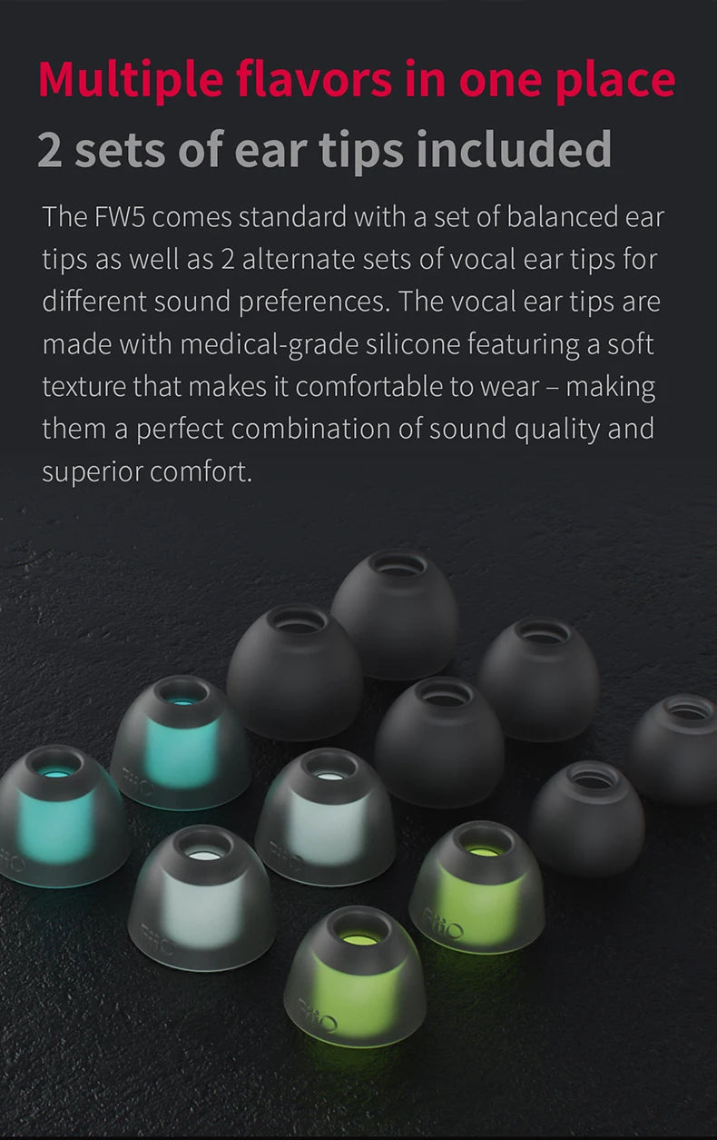 FiiO FW5 TWSWireless Bluetooth LHDC/aptX adaptive Earphones Sport Stereo HiFi Music Earbuds 10mm Dynamic Driver Earphone