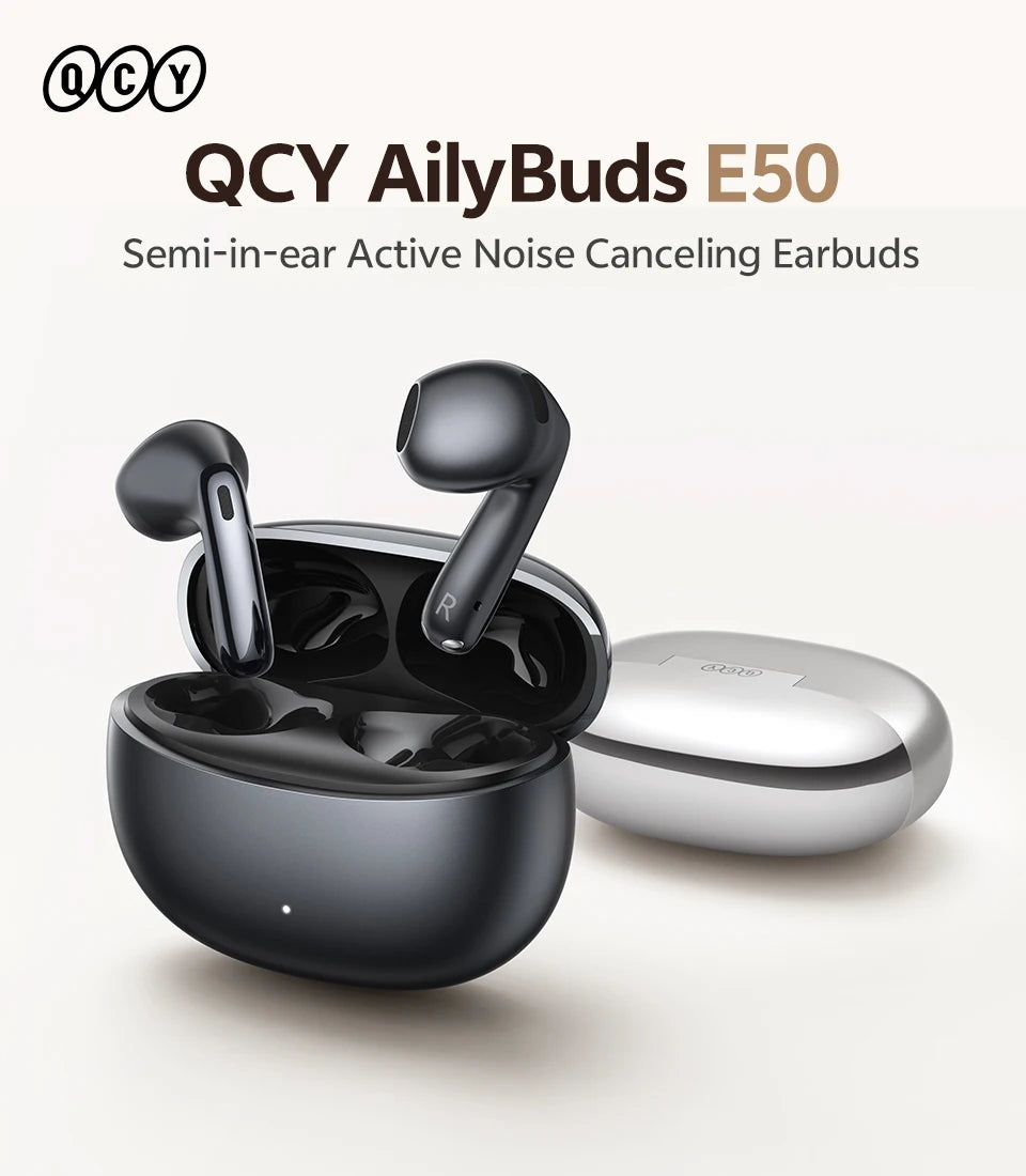 QCY AilyBuds E50 HT11 Wireless Earphones Hi-Res Adaptive Hybrid ANC Headphone Bluetooth 6.0 Spatial Sound Earbuds 11mm Drivers