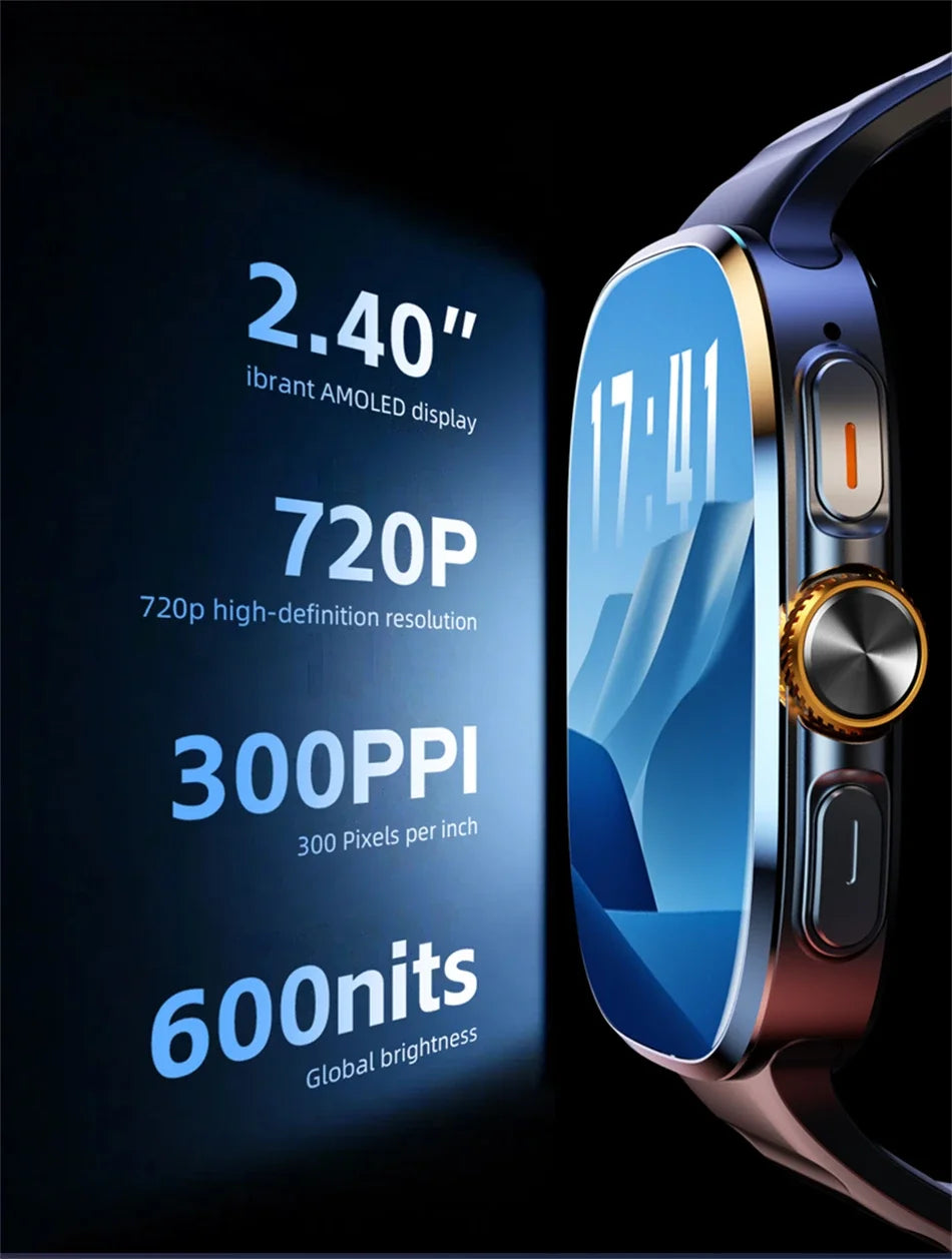 4G/5G Smartwatch 2.4 Inch HD AMOLED Screen 190° Rotary Camera GPS WiFi Android 10.0 Smart Watch with Heart Rate & Sleep Tracker