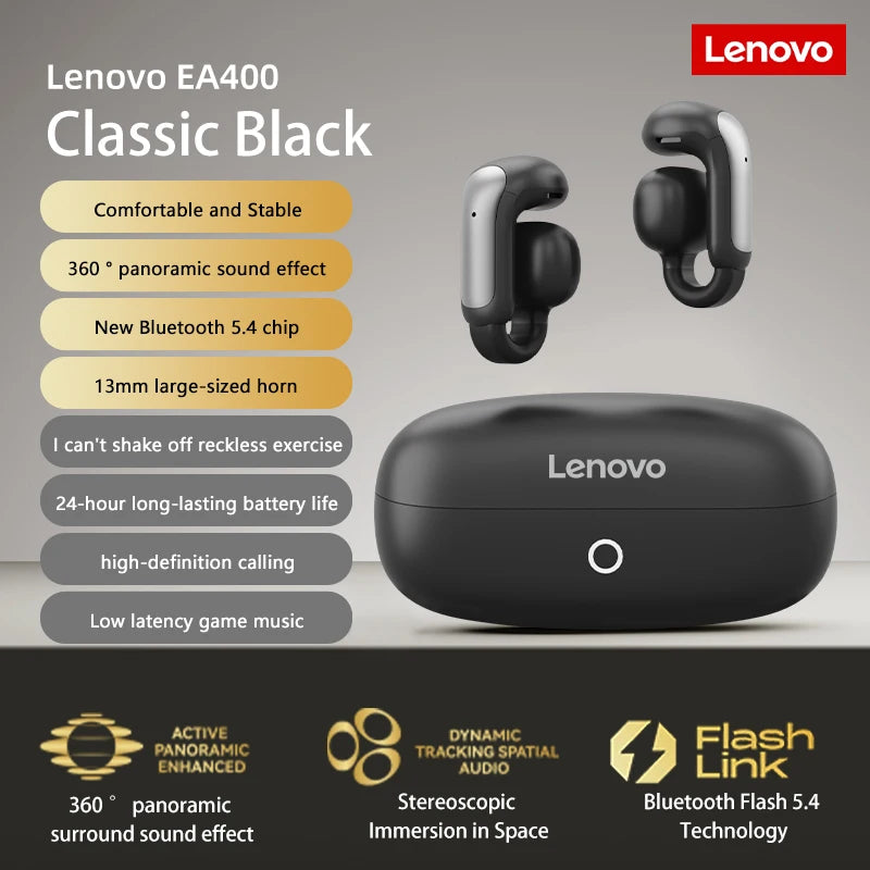 Lenovo EA400 OWS Wireless Bluetooth Earphones Noise Reduction Gaming Headphones HlFl Sound Quality Ear Clip for Xiaomi Phone