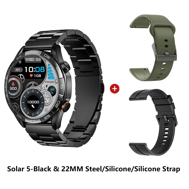 HAYLOU Solar 5 Smartwatch with 1.58'' AMOLED Display 60Hz Refresh Rate 24H Health Monitoring Voice Calling Sports Modes for Men Black/Silver