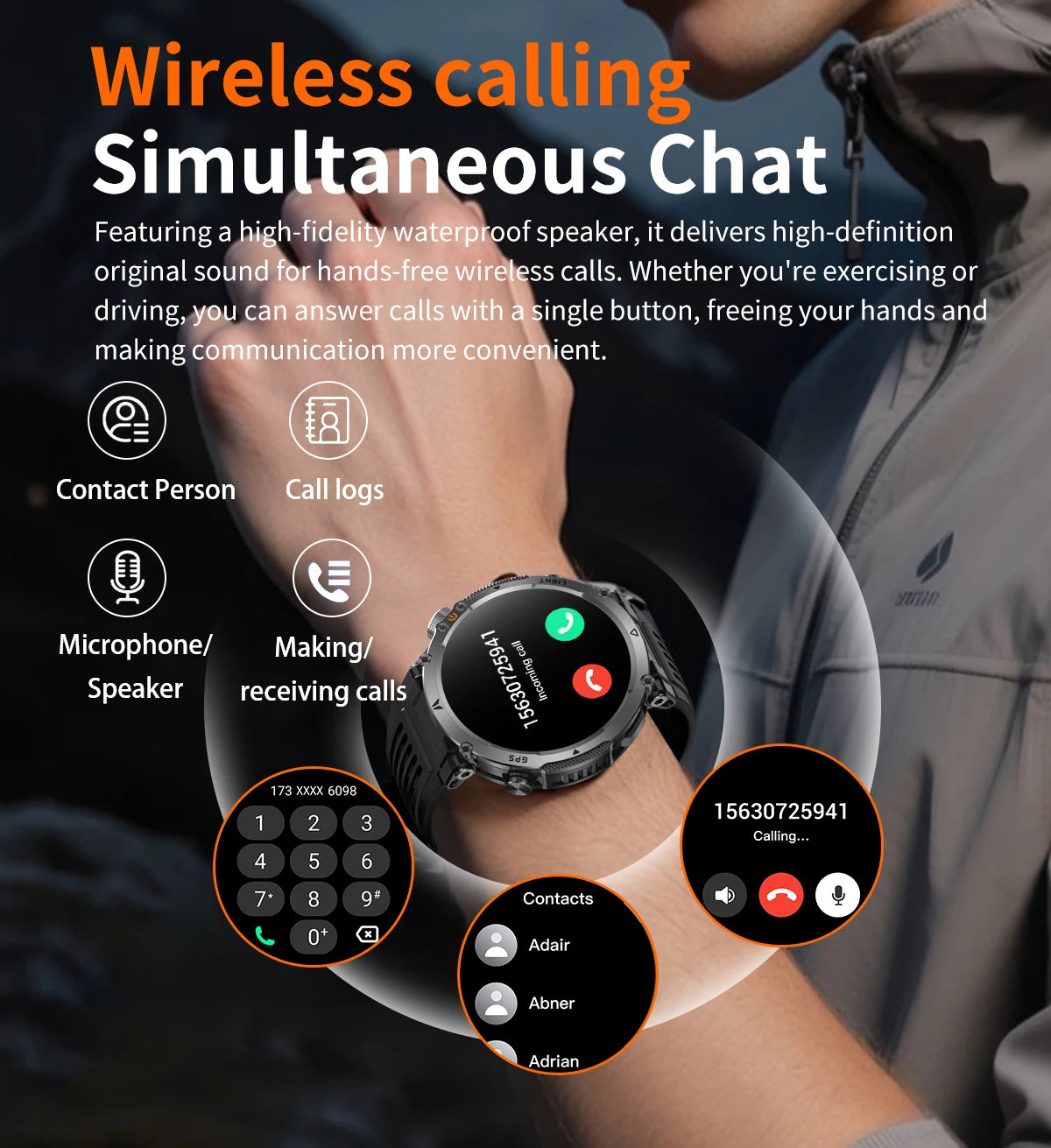 2026 New Military GPS Sports Smart Watch Men Compass 3ATM Waterproof Swim Fitness Tracker AMOLED HD SmartWatches 850Mah Battery