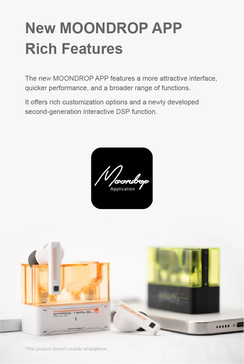 Moondrop Space Travel 2 HiFi Noise-Canceling TWS  Bluetooth 6.0 Compatibility Earphones with Great Call Quality