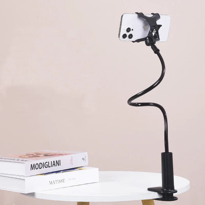 Flexible Gooseneck Phone Holder Lazy Bedside Desktop Clamp Bracket with Long Arm And Handle for Overhead Live Streams