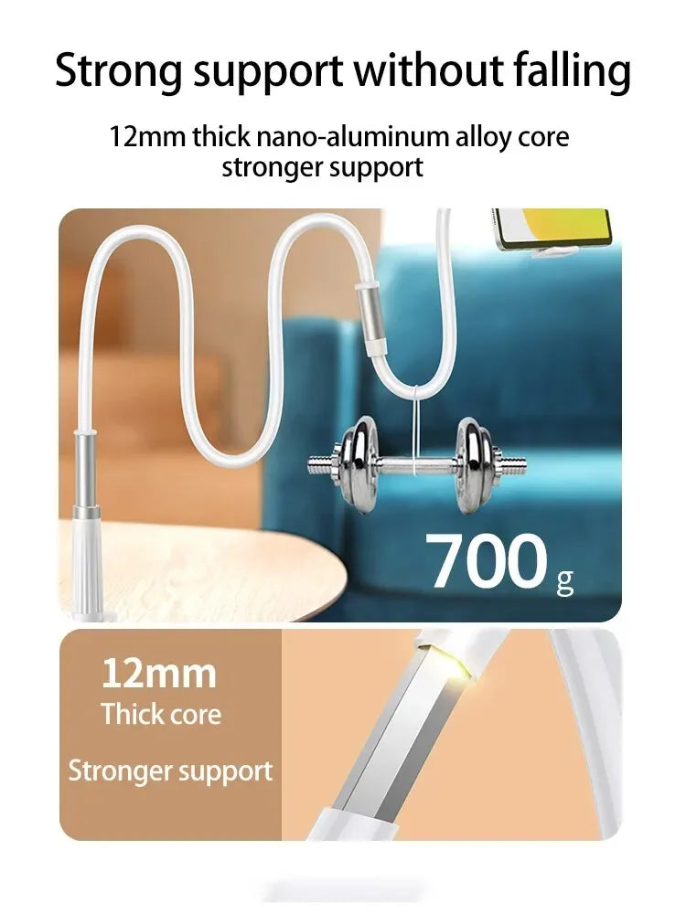 Flexible Gooseneck Phone Holder Lazy Bedside Desktop Clamp Bracket with Long Arm And Handle for Overhead Live Streams