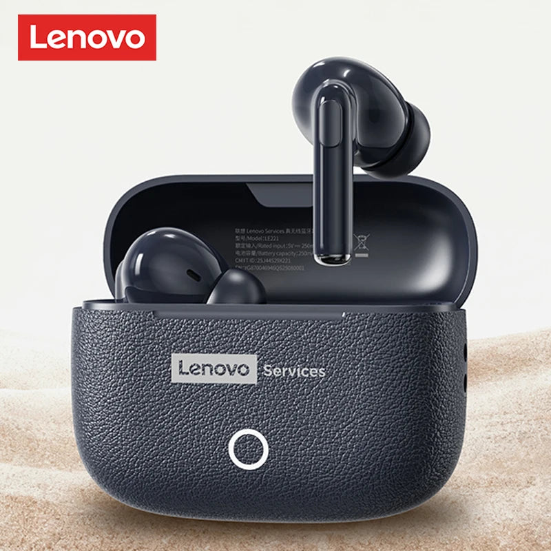 Choice Lenovo Gaming Earphones Wireless Bluetooth 6.0 Headphones Leather Texture Business Headset HD Calling ANC Noise LE221