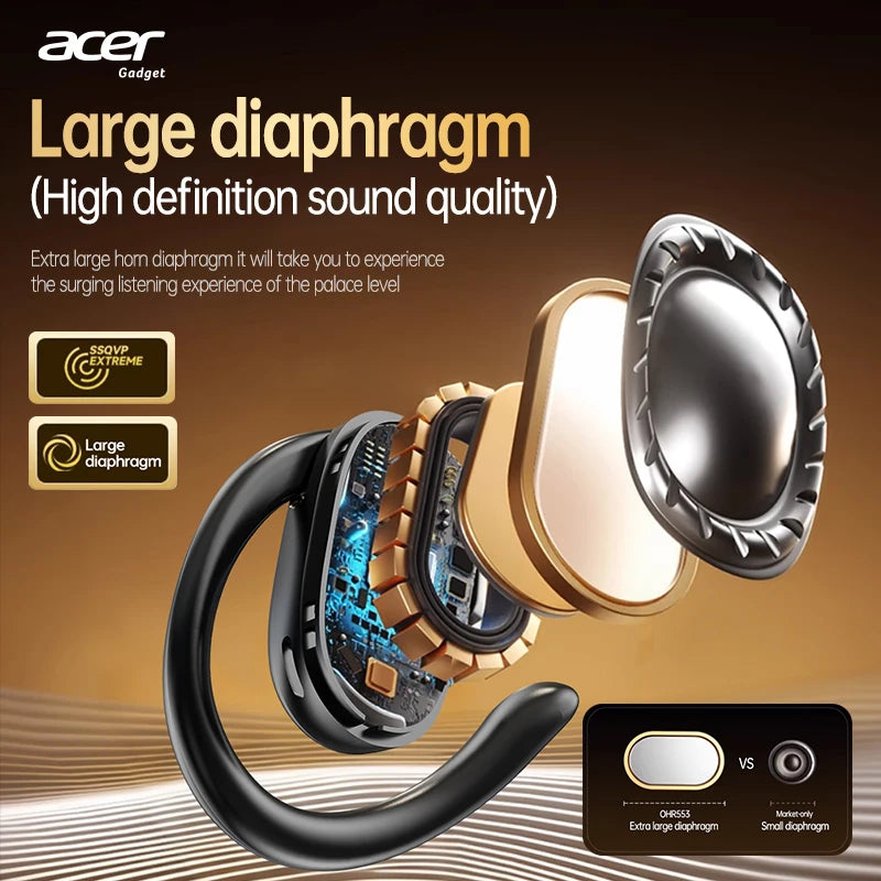 [Official Acer Product] Ohr553 Wireless Bluetooth Earphones with Earhook Design, Ows Design, Hd Calls, Comfortable Wear, Suitable for Sports and Running, Compatible with Mobile Phones, Tablets, and Laptops