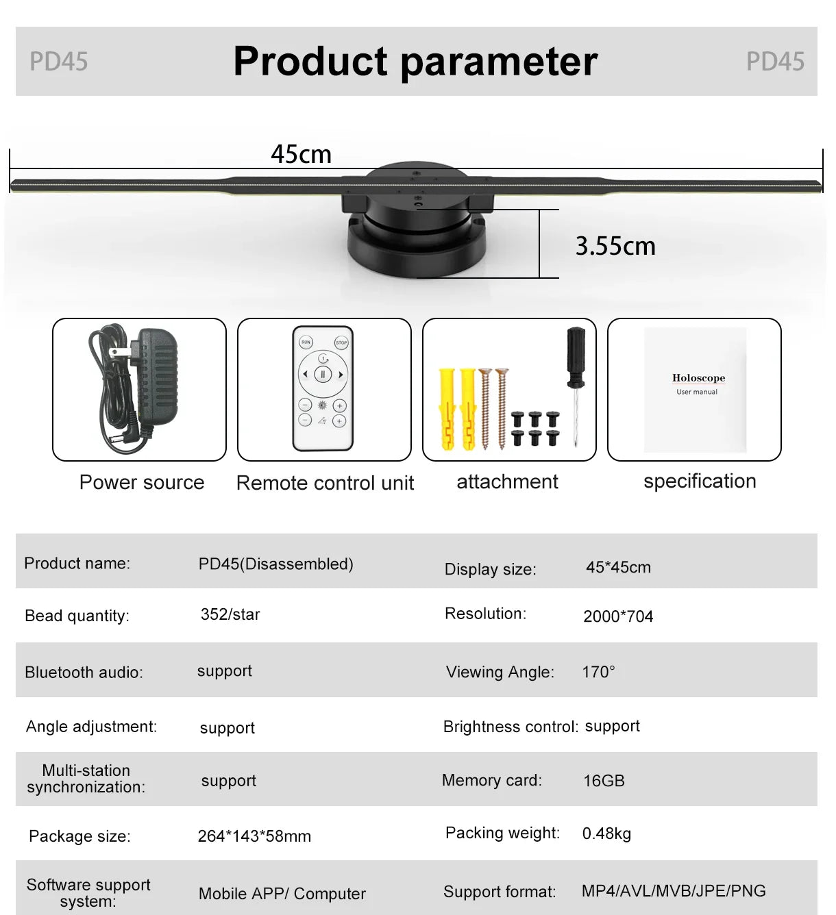 40-85cm 3D Fan Hologram Projector Wifi Control Remote Commercial Advertising Display Hologram Projector Transmit Picture Video
