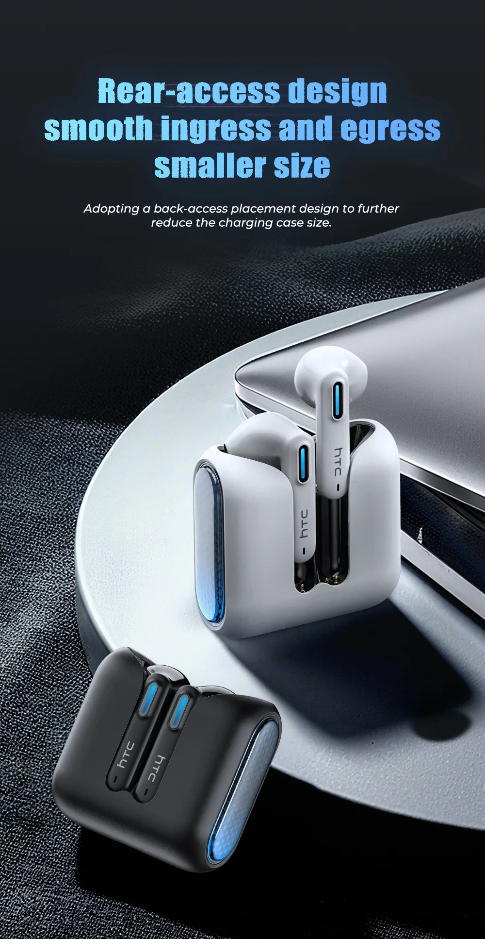 HTC NE49 TWS Wireless Earbuds Bluetooth AI Translator ENC Noise Cancelling 40H Battery Touch Control Stereo Sports Headphones