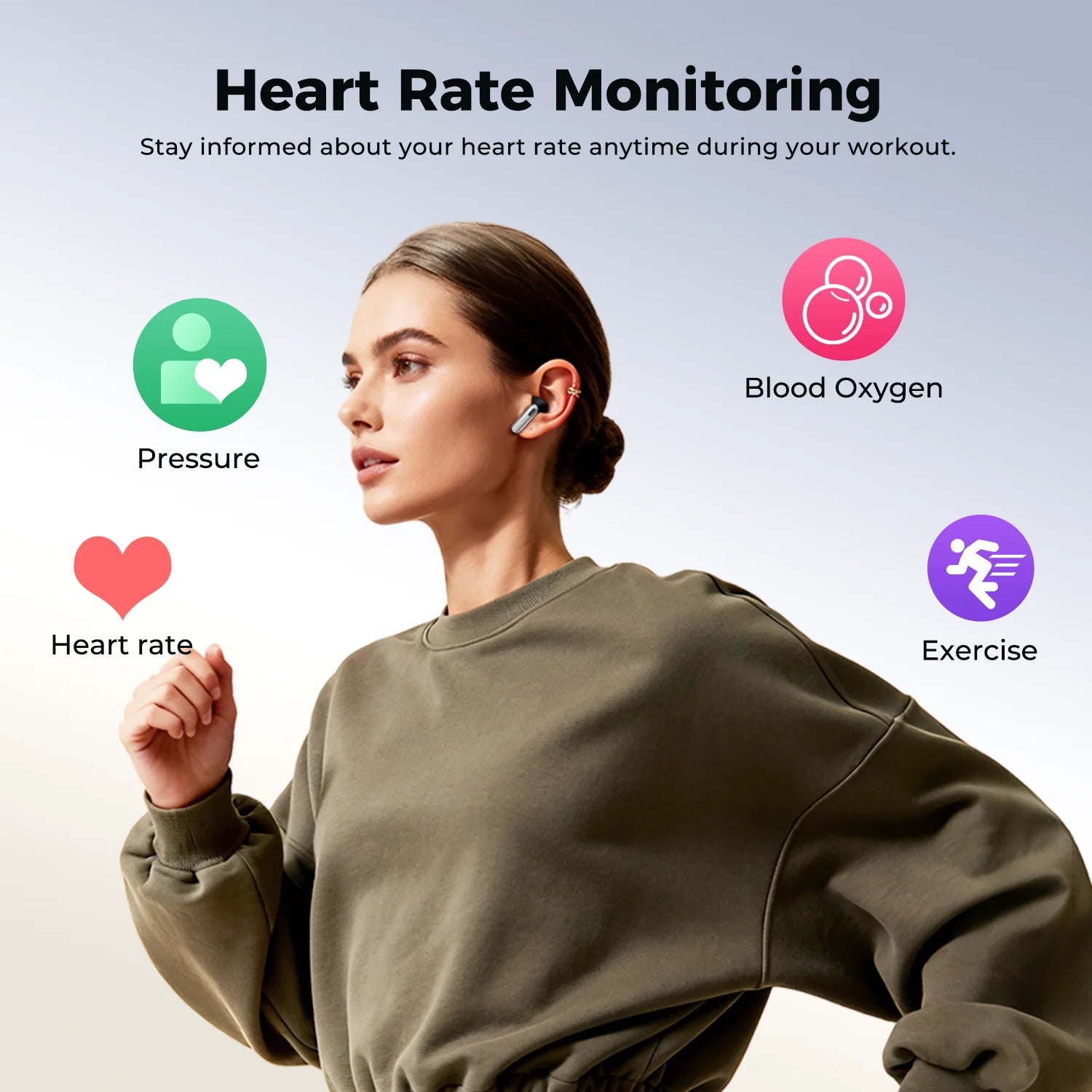 HTC NE46 TWS Earbuds BT 6.0 Heart Rate Monitoring Earbuds Smart Screen Charging Case  Noise Cancelling HiFi Stereo AI Translator