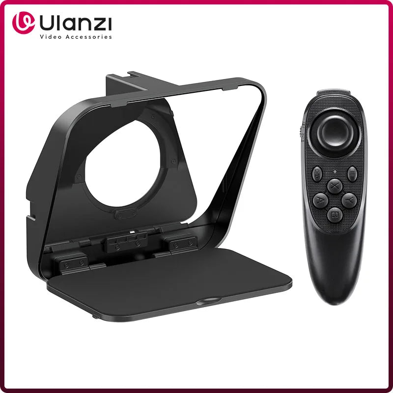 Ulanzi RT02 Portable Mini Teleprompter for Tablets DSLR Camera & Phone - Live Streaming Vlog Recording Teleprompter with Phone Clamp & Remote Control Support