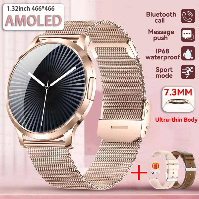 2025 New 1.32inch AMOLED Smart Watch Women GPS Trajectory Heart Rate Bluetooth Call Always Display Lady Smartwatches Men For IOS