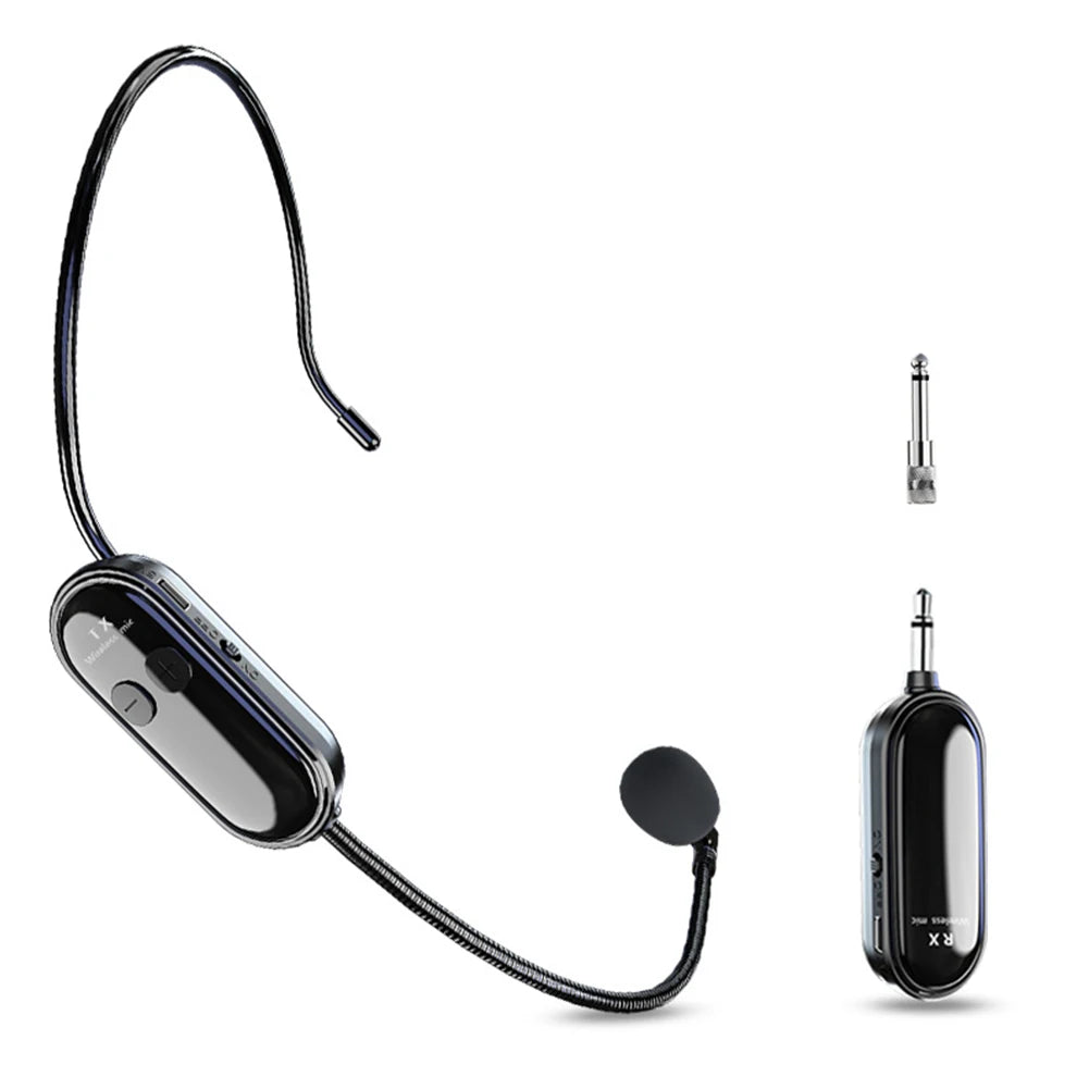 2.4G Wireless Handheld Headset Mic System Long Range Voice Amplifier for Stage Speakers 2-in-1 Microphone for Teaching And Speakers