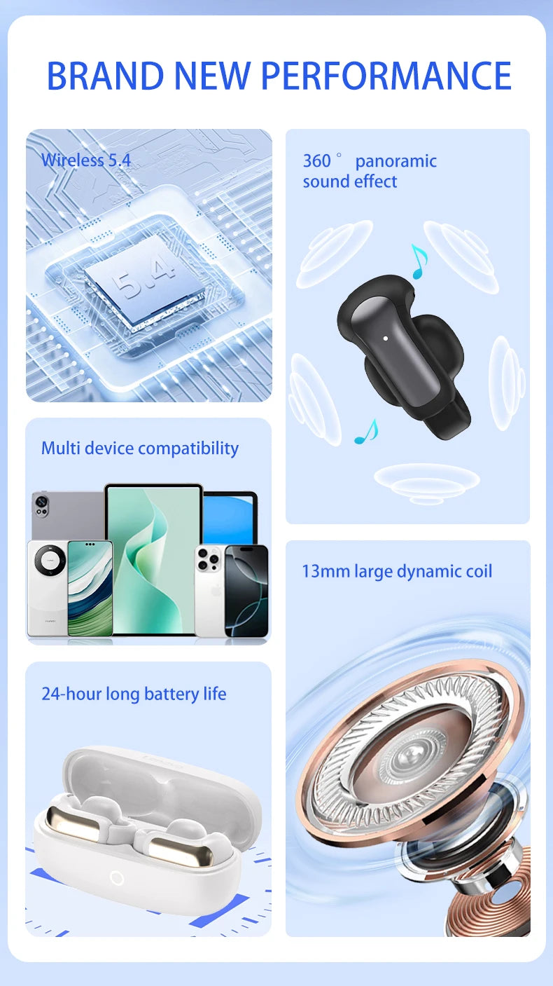 Lenovo EA400 OWS Wireless Bluetooth Earphones Noise Reduction Gaming Headphones HlFl Sound Quality Ear Clip for Xiaomi Phone