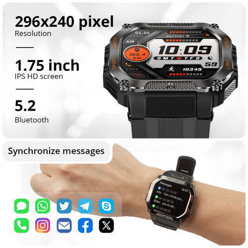 2025 COLMI P85 Smart Watch Men Bluetooth Call Outdoor Rugged Smartwatch 3ATM IP68 Waterproof Flashlight Sports Fitness Watches