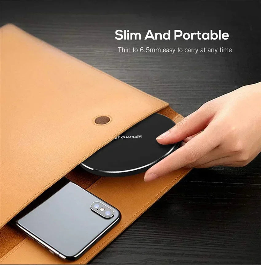 Fast Wireless Charger Pad – Qi Charging Dock for iPhone 16/15/14/13/12/X/XS Max & Samsung, Xiaomi, Huawei Phones.