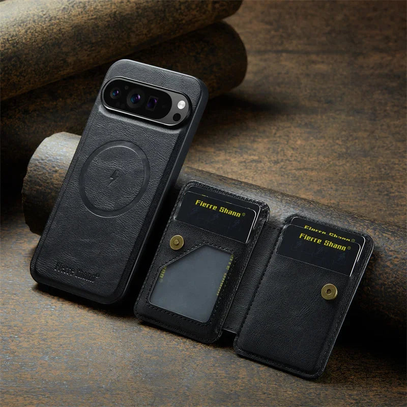 Magsafe Magnetic Leather Phone Case for Google Pixel 9 10 Pro XL 8 8A 8Pro 7 7Pro 7A Wallet Cards Slot Holder Pocket Cover