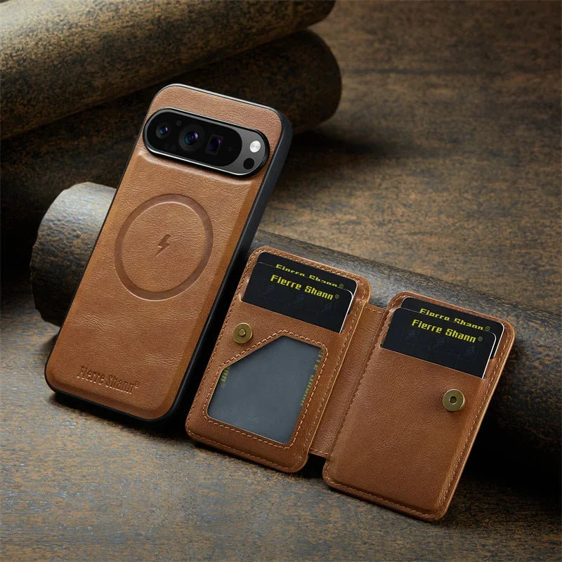 Magsafe Magnetic Leather Phone Case for Google Pixel 9 10 Pro XL 8 8A 8Pro 7 7Pro 7A Wallet Cards Slot Holder Pocket Cover