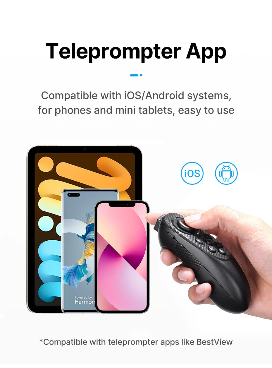Ulanzi RT02 Portable Mini Teleprompter for Tablets DSLR Camera & Phone - Live Streaming Vlog Recording Teleprompter with Phone Clamp & Remote Control Support