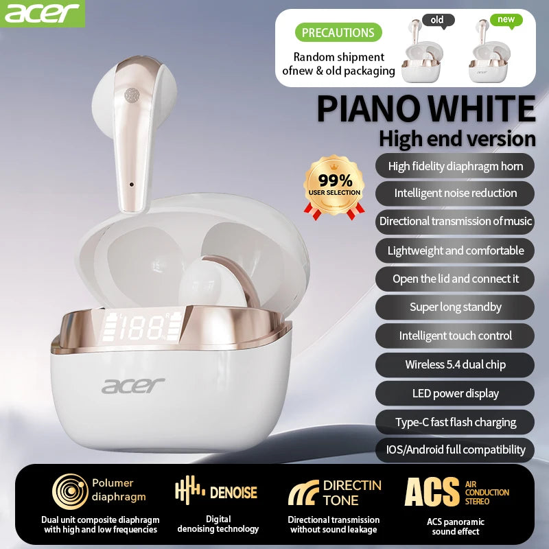 [Official Acer Product] Ohr554 New Wireless Bluetooth Headphones In-Ear Design Comfortable for Wearing Sports Running Calls Noise Reduction Stereo Sound Quality