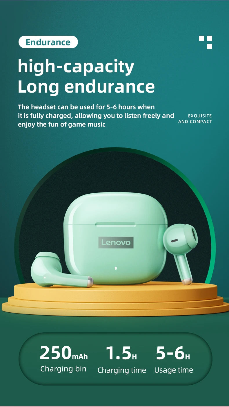 Ship From US Lenovo LP40 Pro Bluetooth Wireless Earphones Low Latency Sports Music Headphones Noise Reduction Earbuds